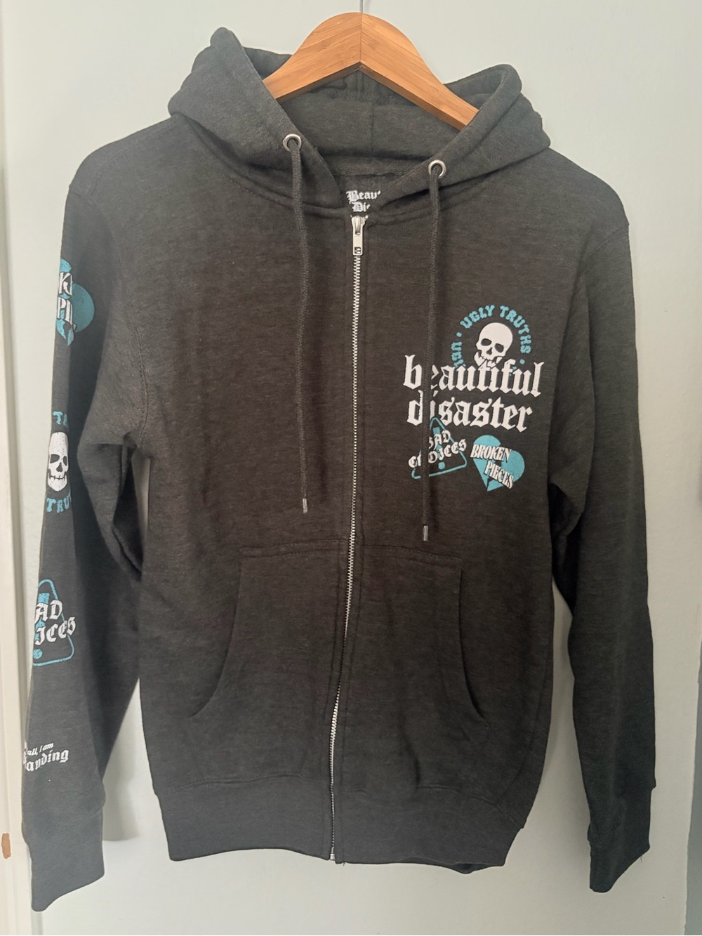 Beautiful Disaster Zip Up Hooded Sweater